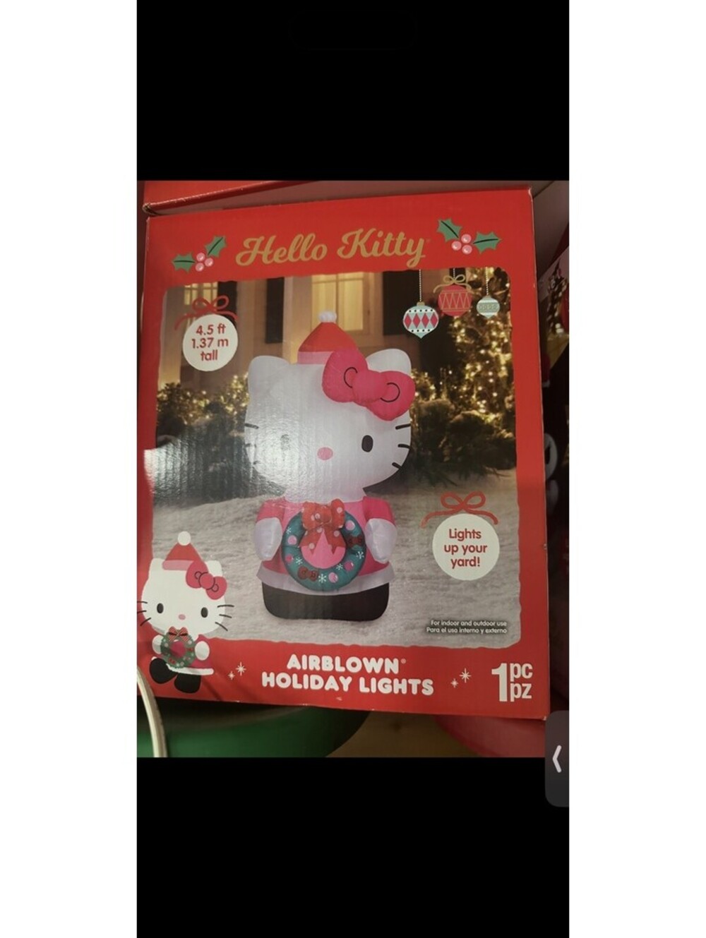 Hello Kitty Christmas 4.5 ft Inflatable Airblown Indoor/Outdoor Decor Tall Cute